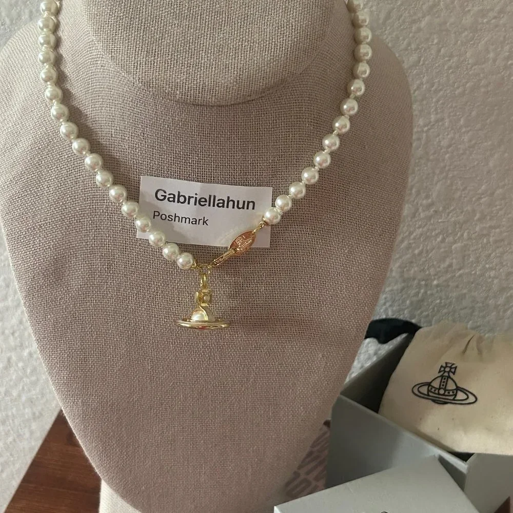 Vivienne Westwood SIMONETTA 3D Orb ENAMEL Pearl Choker Necklace - Picture 2 of 13